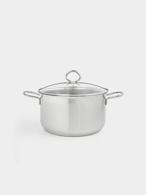 Pot, 24 cm, 6 l, with lid, steel / glass, Egoist lite, image-0