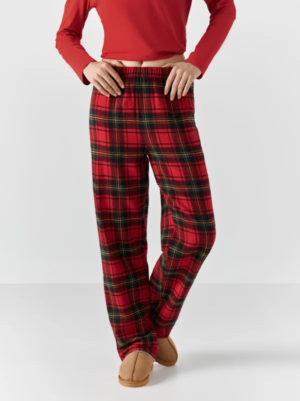 Women's two piece set, homewear, size L, with trousers, cotton, green-red, Checkered / Heart, Anllela, image-6