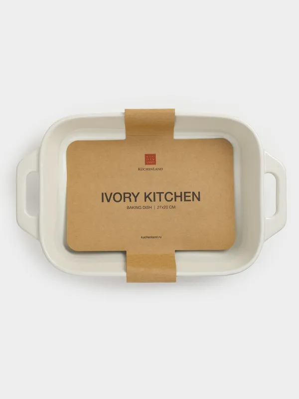 Baking dish, 27x20 cm, ceramic, rectangular, milk, Cakes ivory, image-7