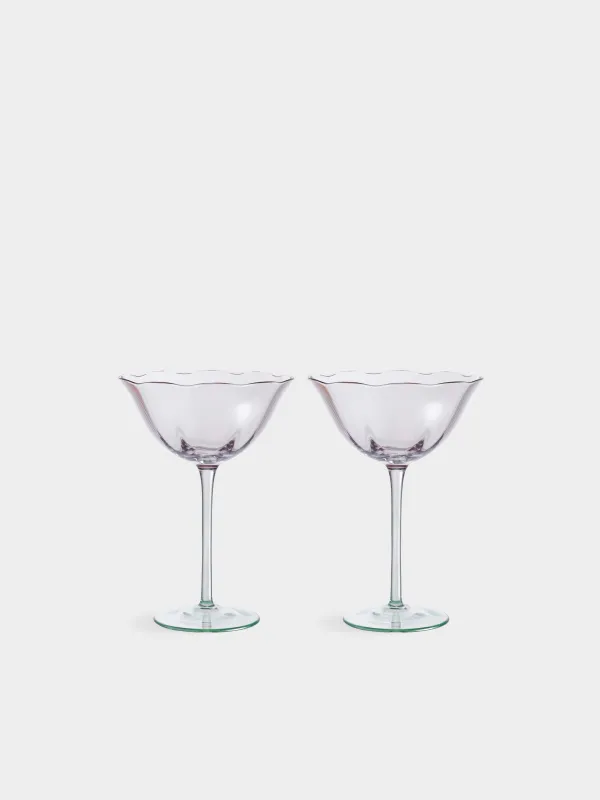 Drinking glass, 290 ml, 2 pcs, glass, purple-green, Flevertino, image-0