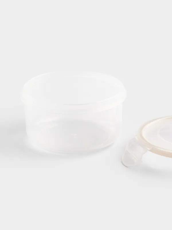 Container, 400 ml, with clips, plastic / silicone, round, beige, Roomy clip, image-4