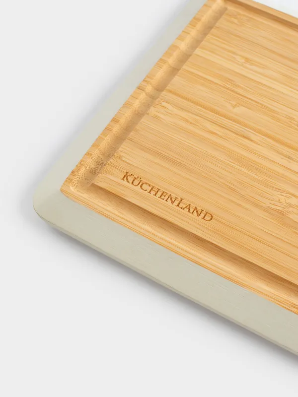 Cutting board, 28x20 cm, bamboo, rectangular, gray edging, Bamboo, image-1
