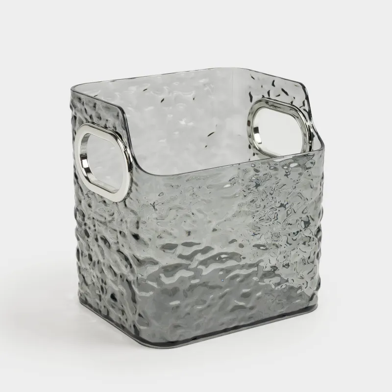 Organizer for cosmetics, 12x12 cm, 4 units, with handles, plastic, gray, Renaissance clear