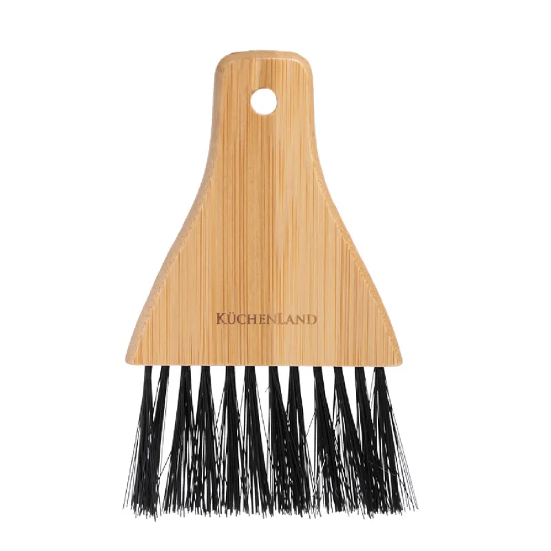 Garbage brush, with dustpan, 17 cm, plastic / bamboo / steel, black, Black clean, image-1