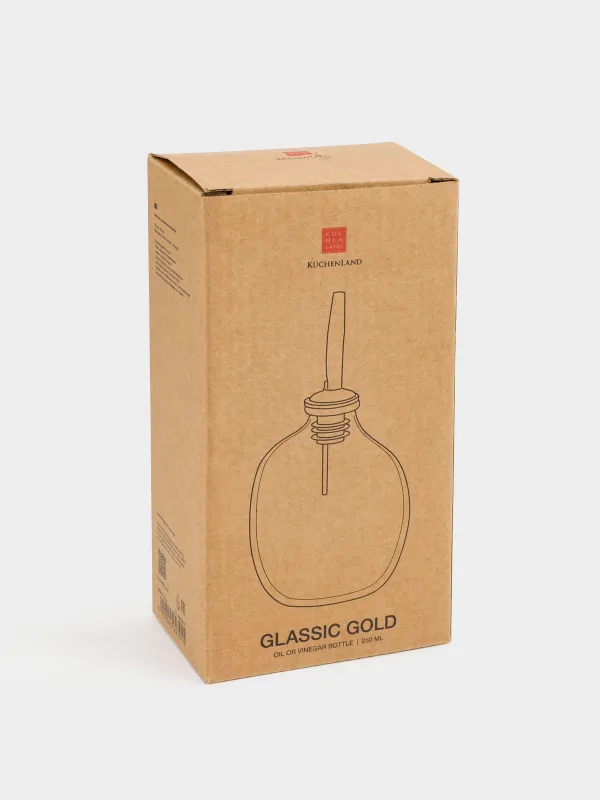 Oil or vinegar bottle, 250 ml, with dispenser, glass / metal, Classic gold, image-2