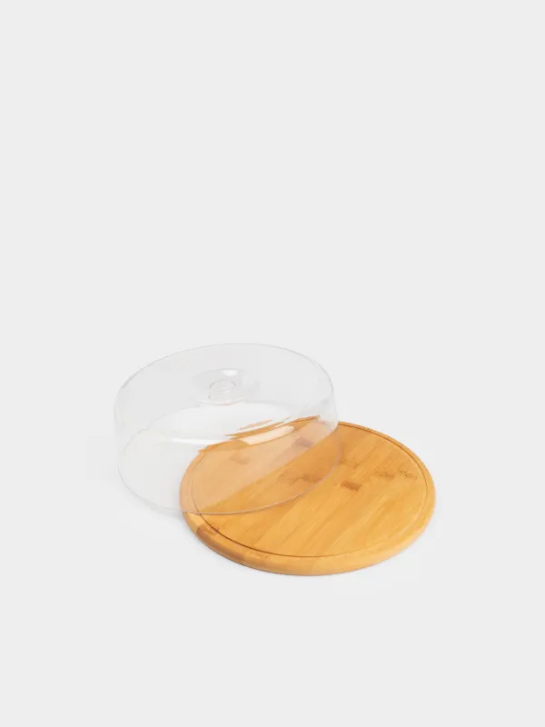 Dish with lid, 28x10 cm, bamboo / plastic, round, Crepe, image-3