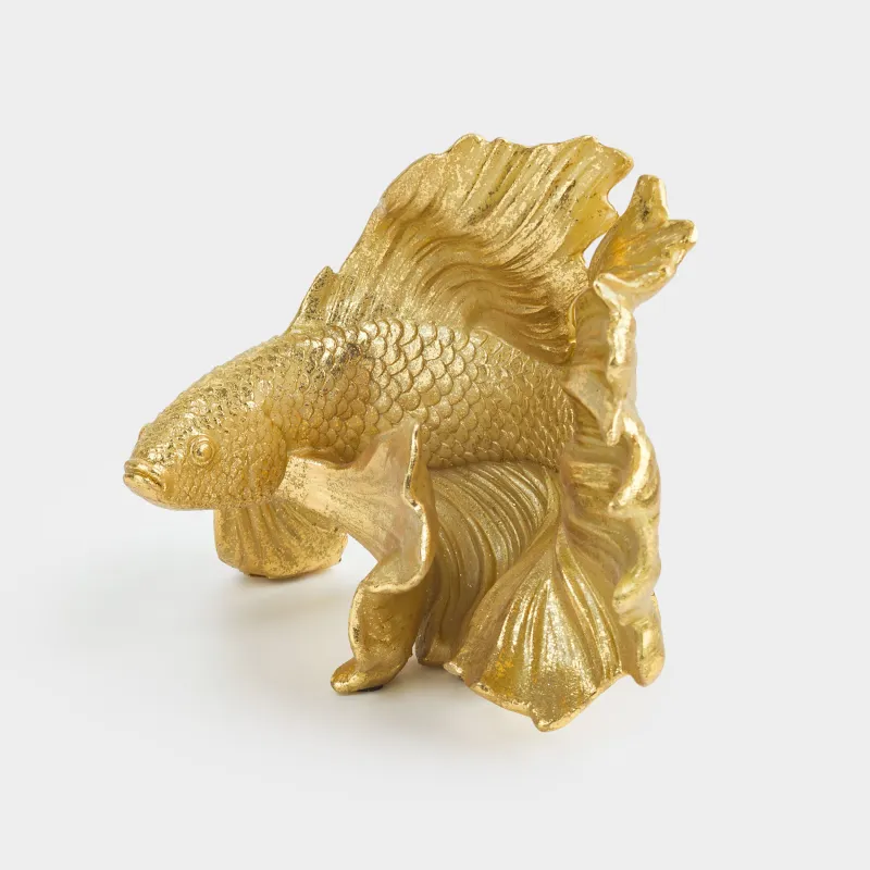 Statuette, 21 cm, polyresin, golden, Fish, Goldfish
