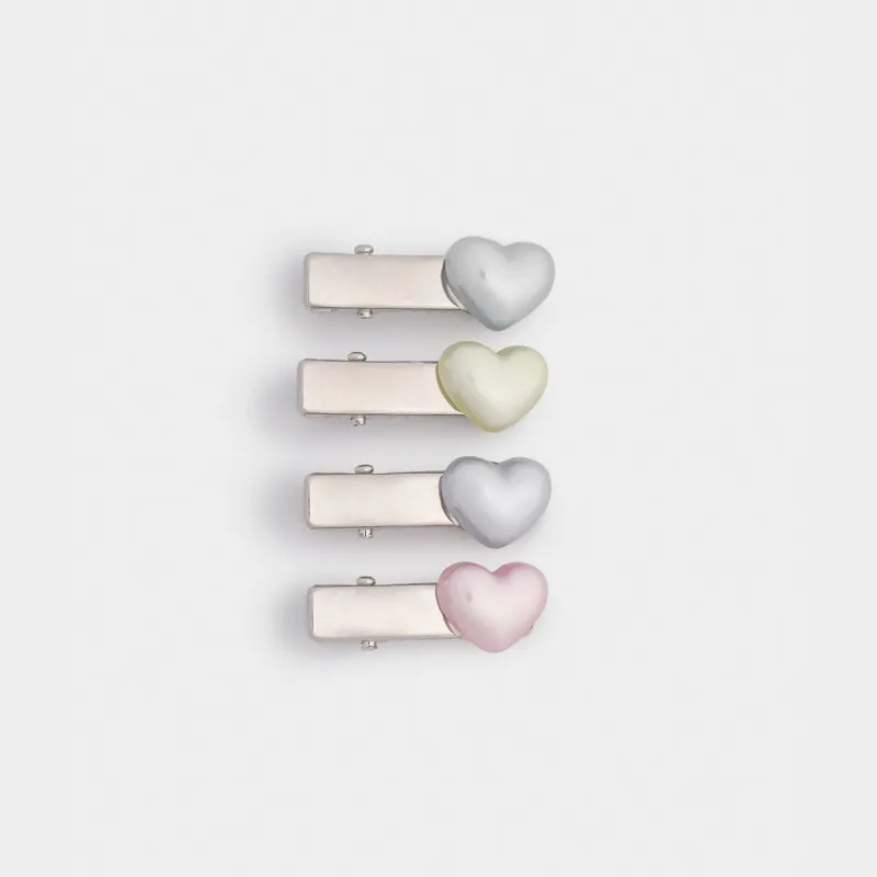 Hair clip, 3 cm, 4 pcs, for children, metal / plastic, mix, Heart, Hairstyle