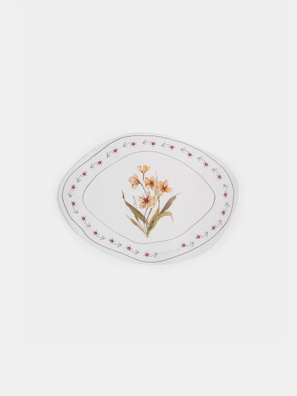 Placemat, 32x44 cm, PVC, shaped, white, Yellow flowers, Rock print, image-0