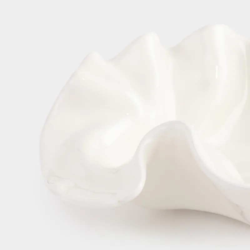 Decorative dish, 19x6 cm, ceramic, milky, Crumpled effect, Crumple, image-5