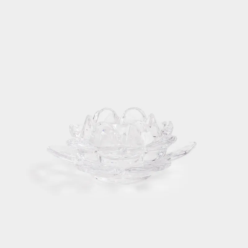 Candlestick, 12 cm, for tea / thin candle, glass, Lotus, Lotus