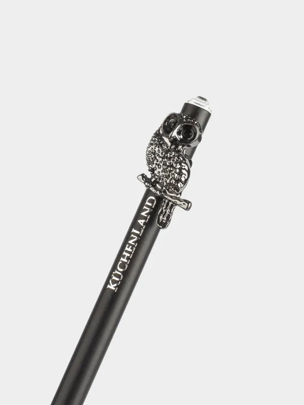 Pencil, 18 cm, black-graphite, with figure, black, Owl, Draw figure, image-2