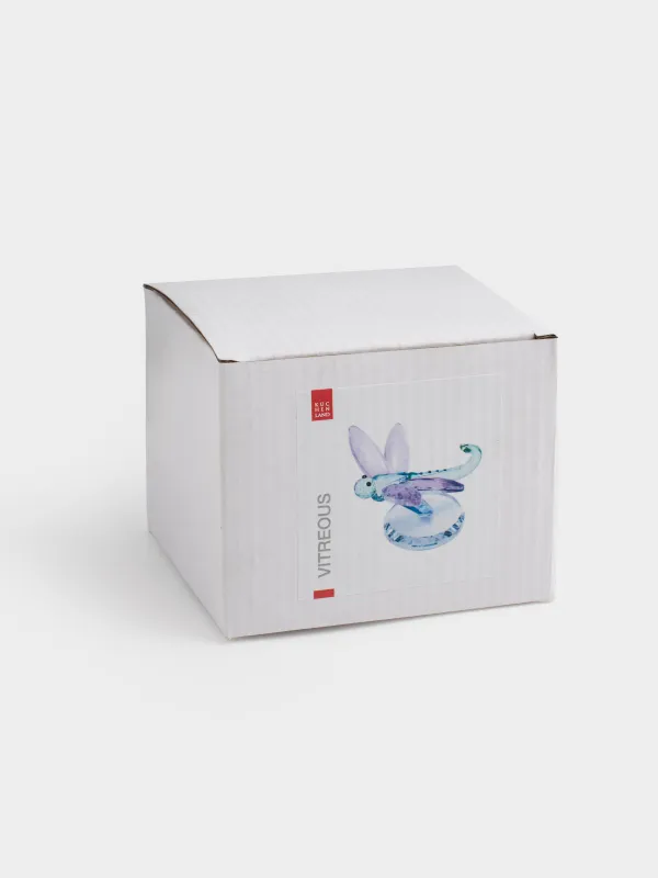 Statuette, 8 cm, crystal glass, green-purple, Dragonfly, Vitreous, image-6