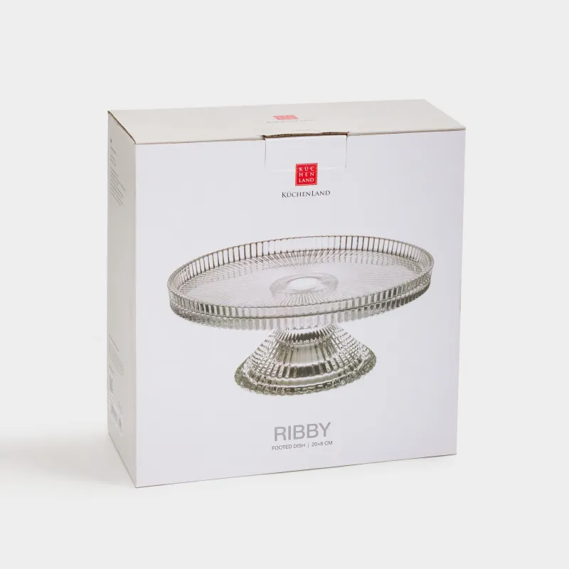 Dish on a leg, 20x8 cm, glass P, Ribby, image-4