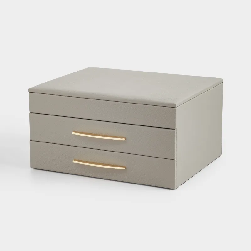 Jewelry box, 27x14 cm, PU leather / MDF, grey, Premiere