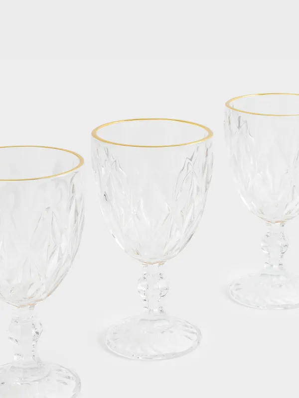 Drinking glass, 300 ml, 6 pcs, glass R, with golden edging, Rhomb gold, image-4