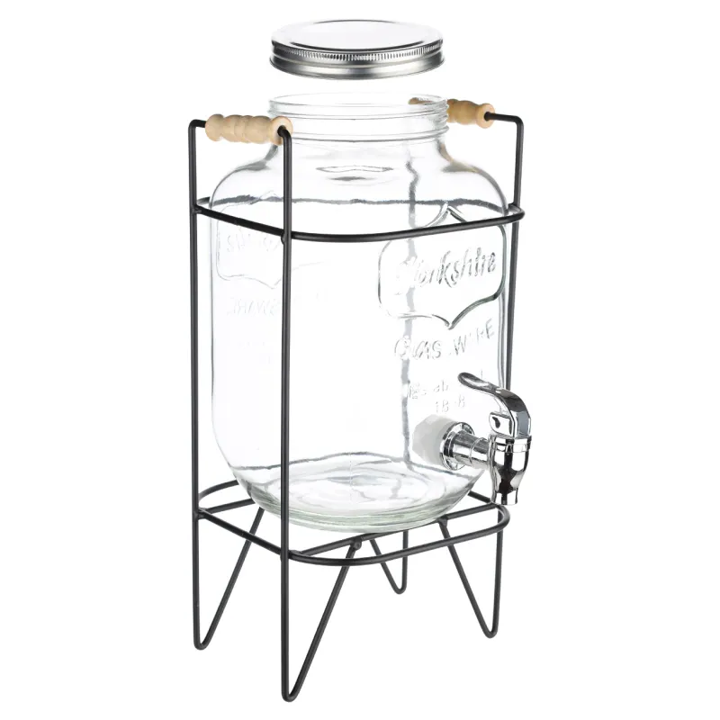 Beverage dispenser, 4 l, on stand, glass R / metal, Black, Berry, image-8