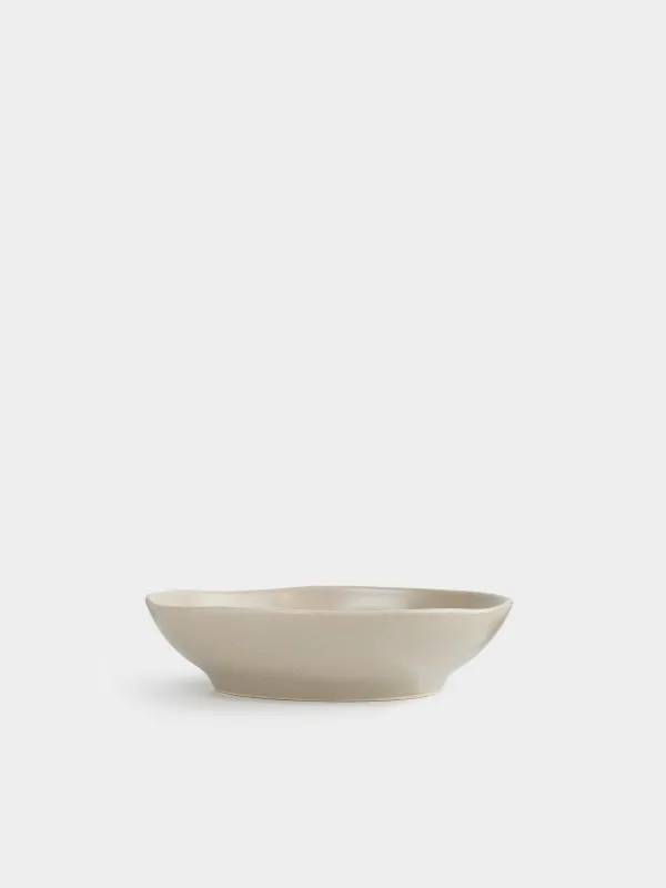 Salad bowl, 22x6 cm, 800 ml, ceramic, beige, Crumpled effect, Crumple creme, image-0