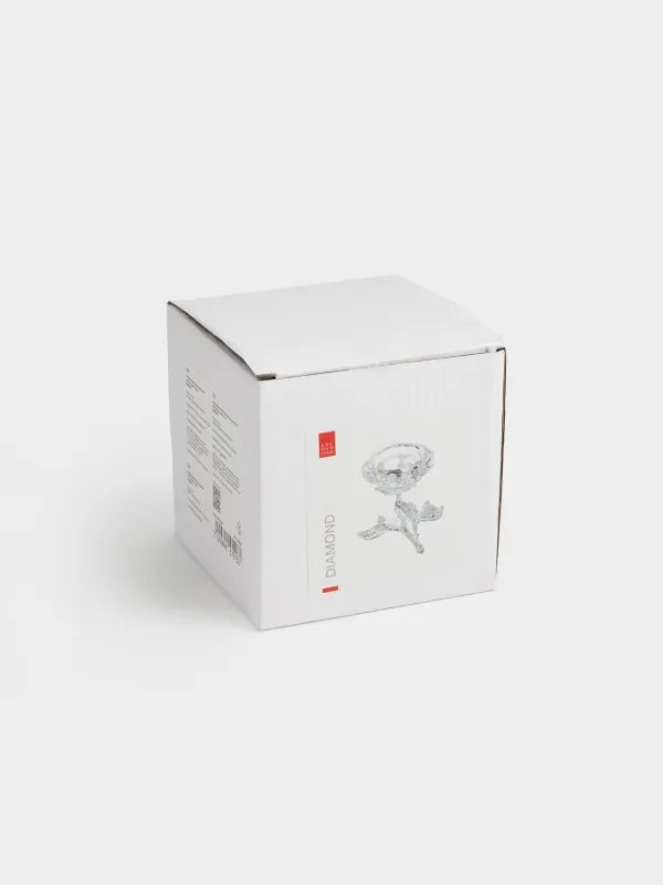 Candlestick, 9 cm, for tea / thin candle, on a leg, crystal glass / metal, Flower, Diamond, image-7