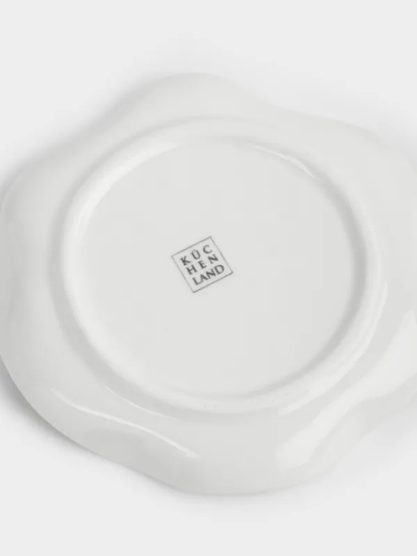 Spoon stand, 12 cm, ceramic, milky, Wavy edge, Crumple, image-4