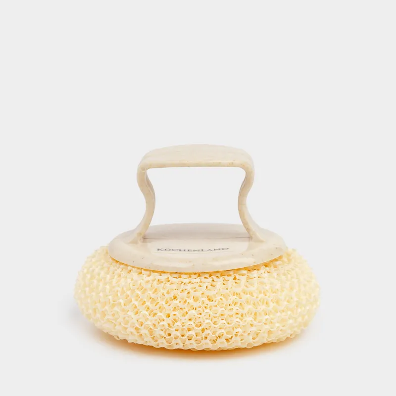 Cleaning sponge, 8 cm, with short holder, vegetable fiber / plastic, beige, Clean