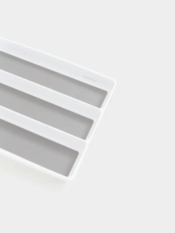 Kitchen accessories tray, 40x33 cm, 3 units, plastic / rubber, white-grey, Non-slip, image-5