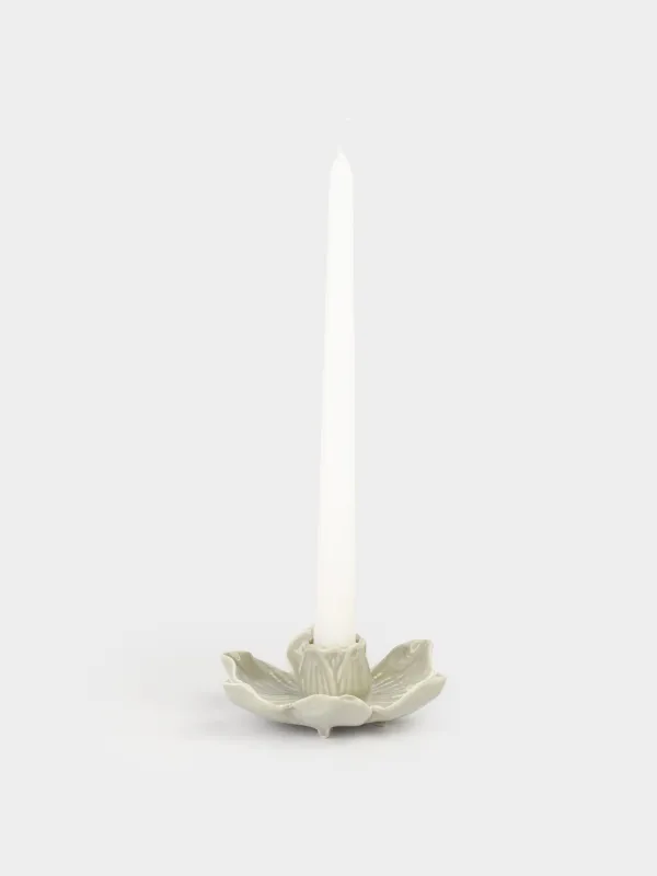 Candlestick, 11x5 cm, for a thin candle, Porcelain P, Green, Flower, Bloome, image-5