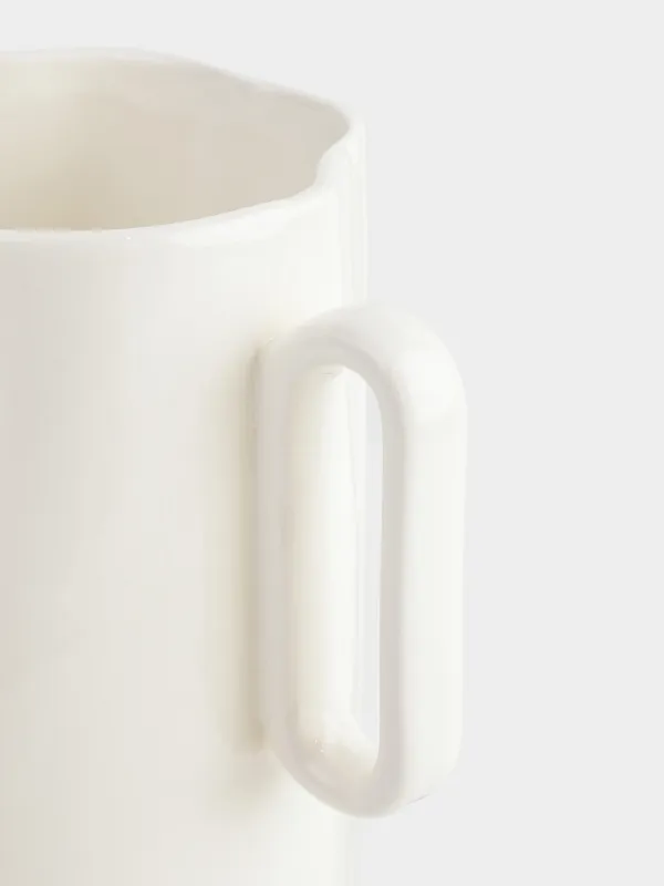 Flower vase, 27 cm, with handles, porcelain P, milky, Crumple, image-3