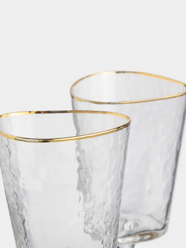 Drinking glass, 380 ml, 2 pcs, glass, golden edging, Triangle Gold, image-2