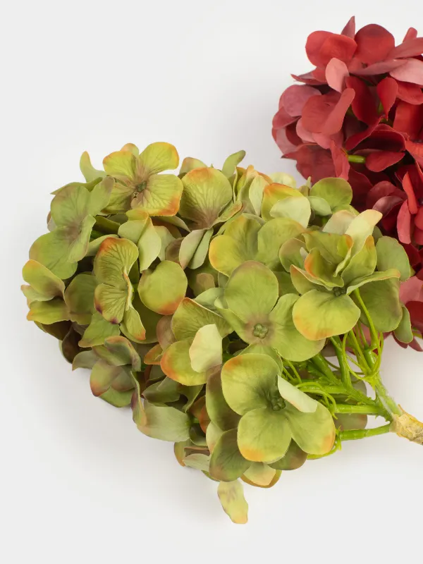 Decorative branch, 56 cm, polyester / metal, Green hydrangea, Flower garden, image-2