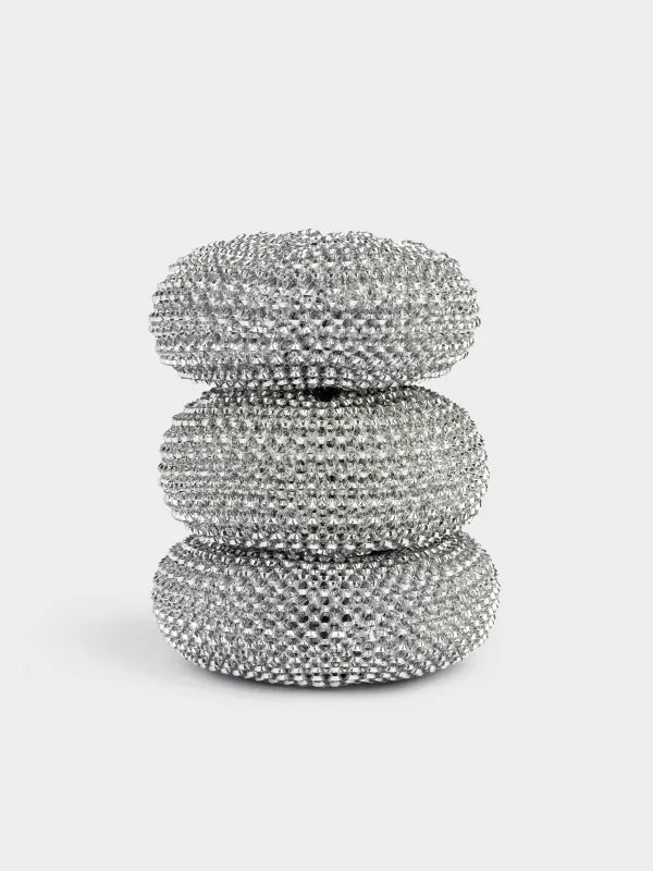 Cleaning sponge, 7 cm, 3 pcs, metal, silver, Clean, image-2