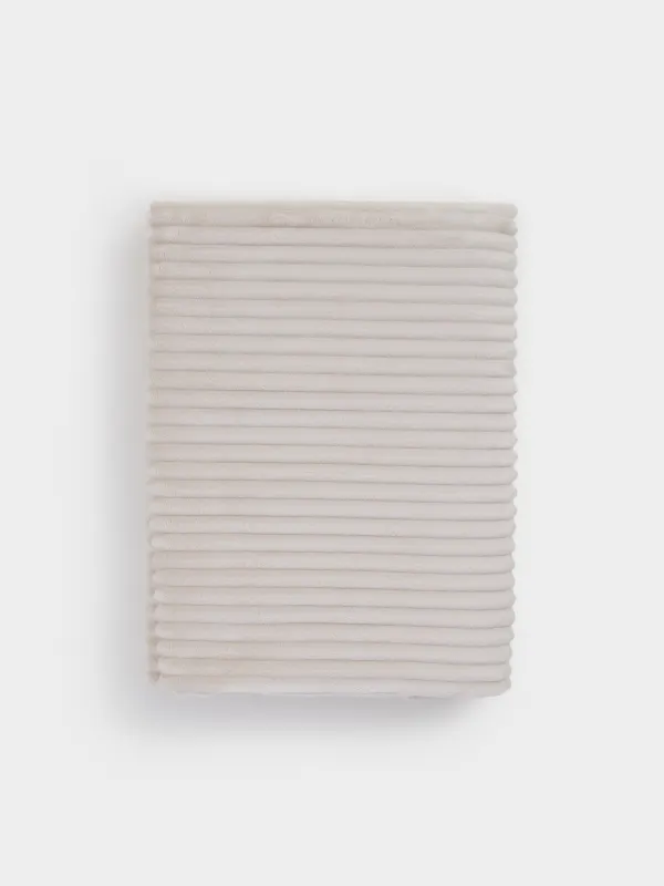 Plaid, 130x170 cm, flannel, sand, Voluminous stripes, Flannel, image-0