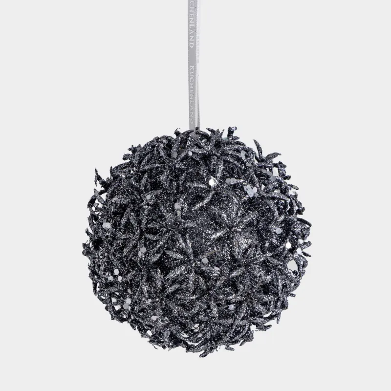 Christmas tree toy, 11 cm, plastic, with glitter, graphite, Fireworks, Balloon, Hedgehog ball