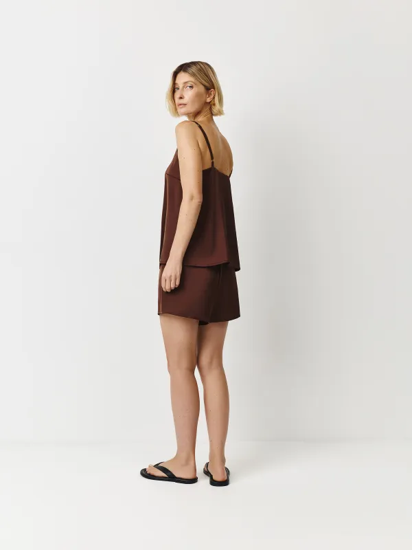 Women's shorts, homewear, size L, polyester, brown, Derin, image-4