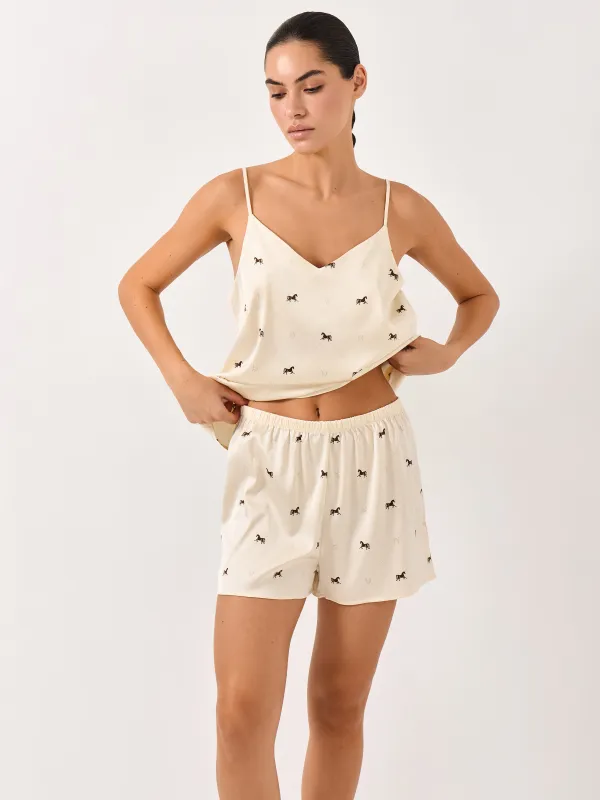 Women's shorts, homewear, size L, polyester/elastane, milky, Horse, Luanne, image-0