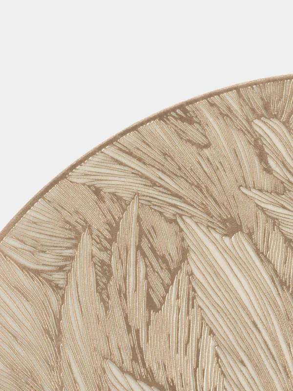 Placemat, 38 cm, PVC, round, golden, Sheet, Azhur, image-3