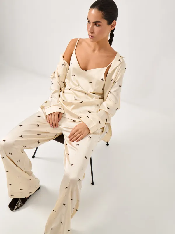 Women's trousers, homewear, size S, polyester / elastane, milky, Horse, Luanne, image-5