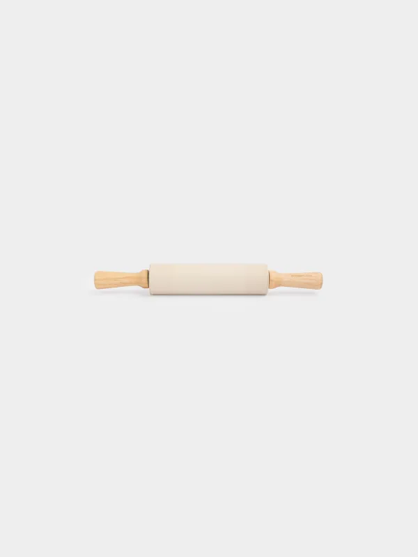 Rolling pin, 38 cm, silicone / wood, beige, Bakery, image-0