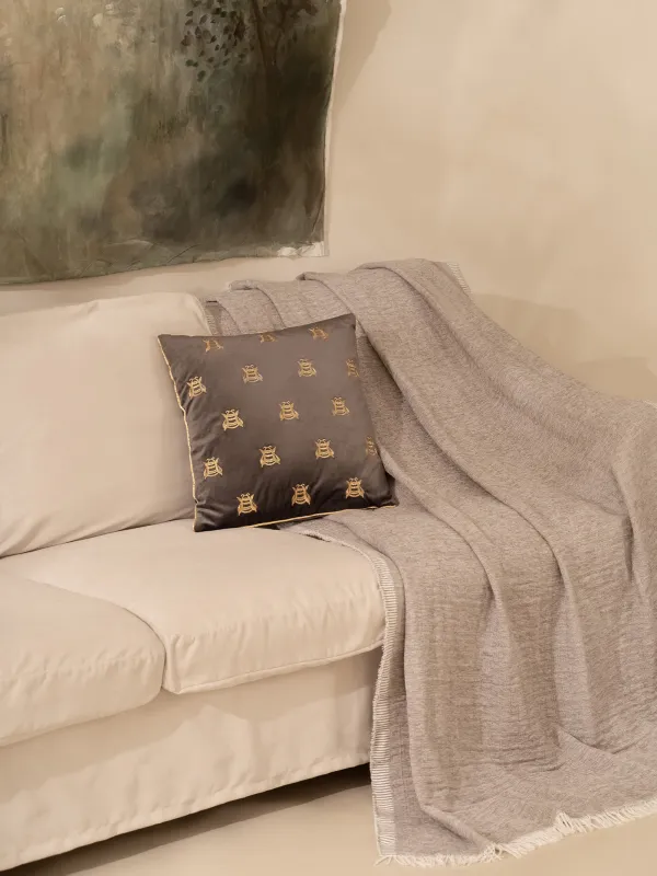 Plaid, 130x170 cm, fringed, Chenille, grey, Chenill, image-7