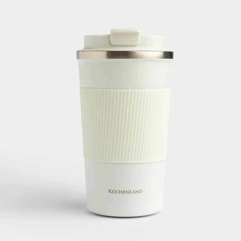 Thermo mug, 500 ml, with zarf, steel / plastic/silicone, beige, Coffee life, image-1