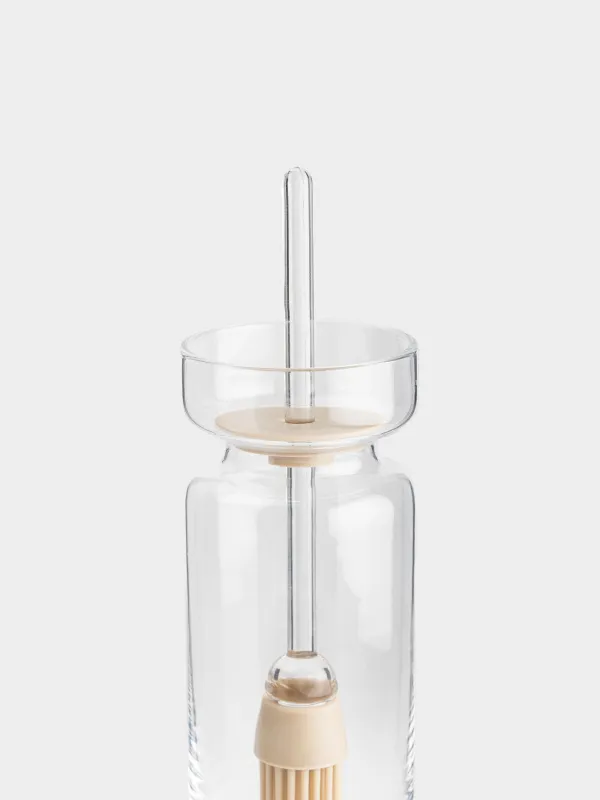 Oil container, 270 ml, with brush, Glass / Silicone, Beige, Soft Kitchen, image-1