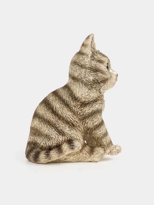 Statuette, 11 cm, polyresin, Champagne, Kitten sitting, Cat, image-3