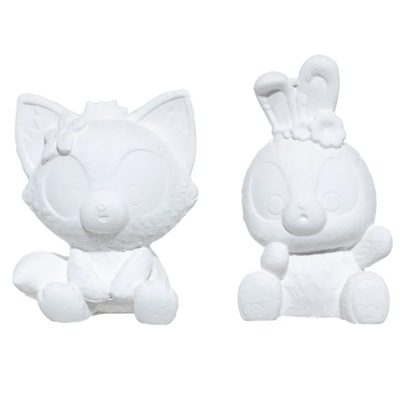 Creative kit, 2 pieces, plaster, painting, Kitty and bunny, Creative, image-1