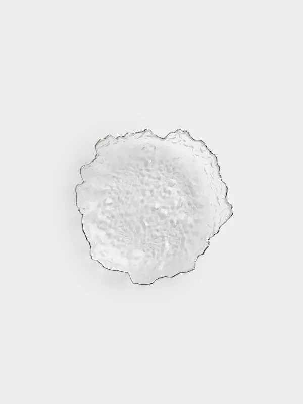 Dish, 25 cm, glass, with silver edging, Nautilus silver, image-2