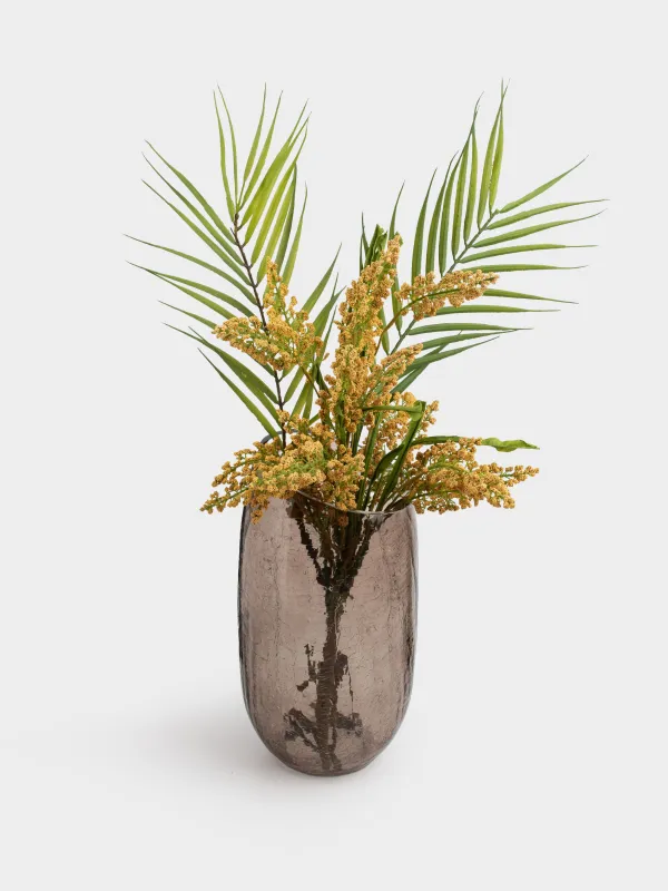 Flower vase, 26 cm, glass, brown, Craquelure, Ice, image-7