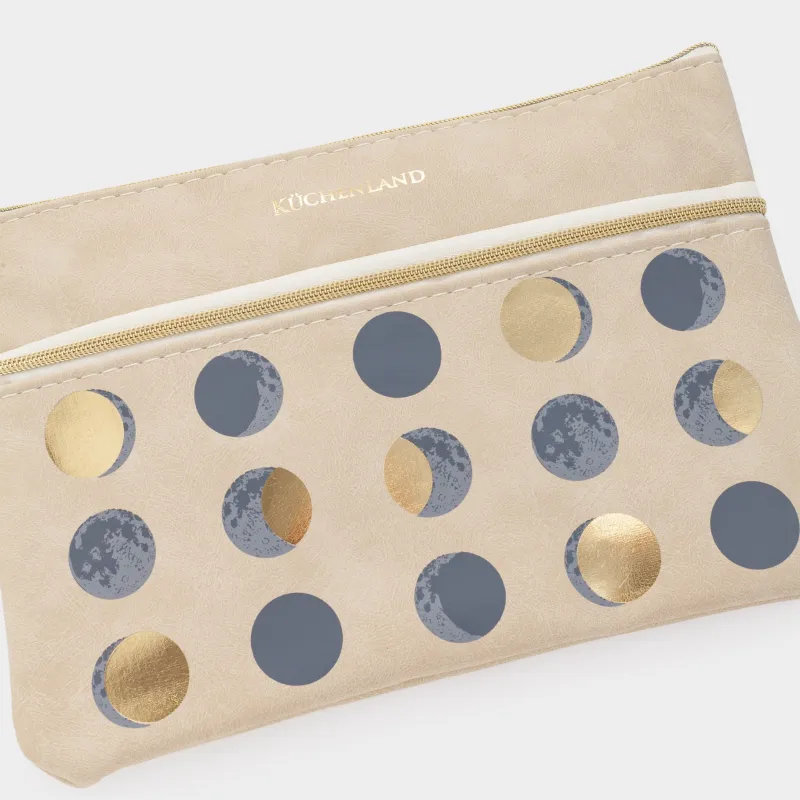 Pencil case, 21x14 cm, 2 compartments, polyurethane, silver, Moon, Eclipse, image-5