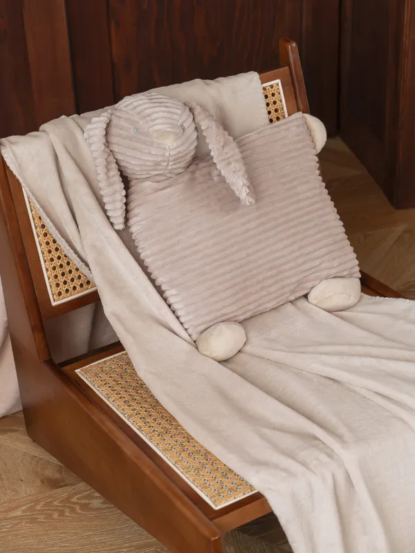 Blanket with pillow, 130x210 cm, fleece / plush, beige, Rabbit, Plush animals, image-7