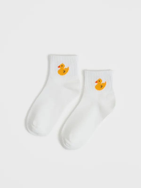 Children's socks, size 23-26, cotton / polyester, white, Duckling, Lucky, image-0
