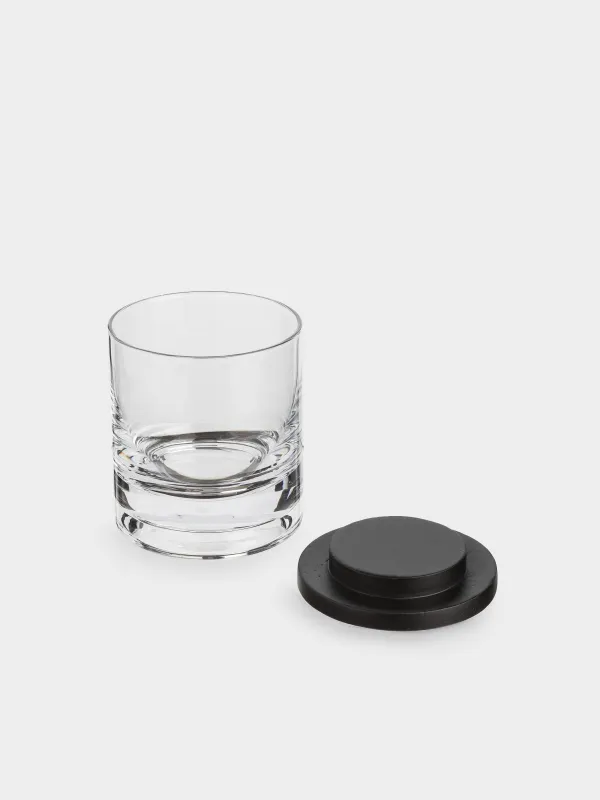 Drinking glass, 10 cm, 340 ml, 2 pcs, on a stand, glass / wood, Clear, image-2