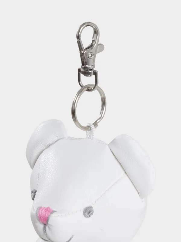 Keychain, 21 cm, soft, with movable paws, PU leather / Metal, White, Bear, Bear, image-4